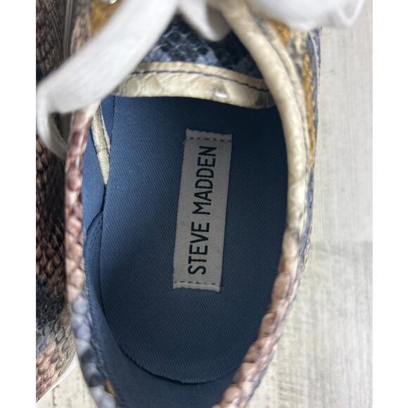 Steve Madden Women’s 6.5 Emmi Platform Leather Multicolor Snakeskin Sneakers NEW - Picture 8 of 9